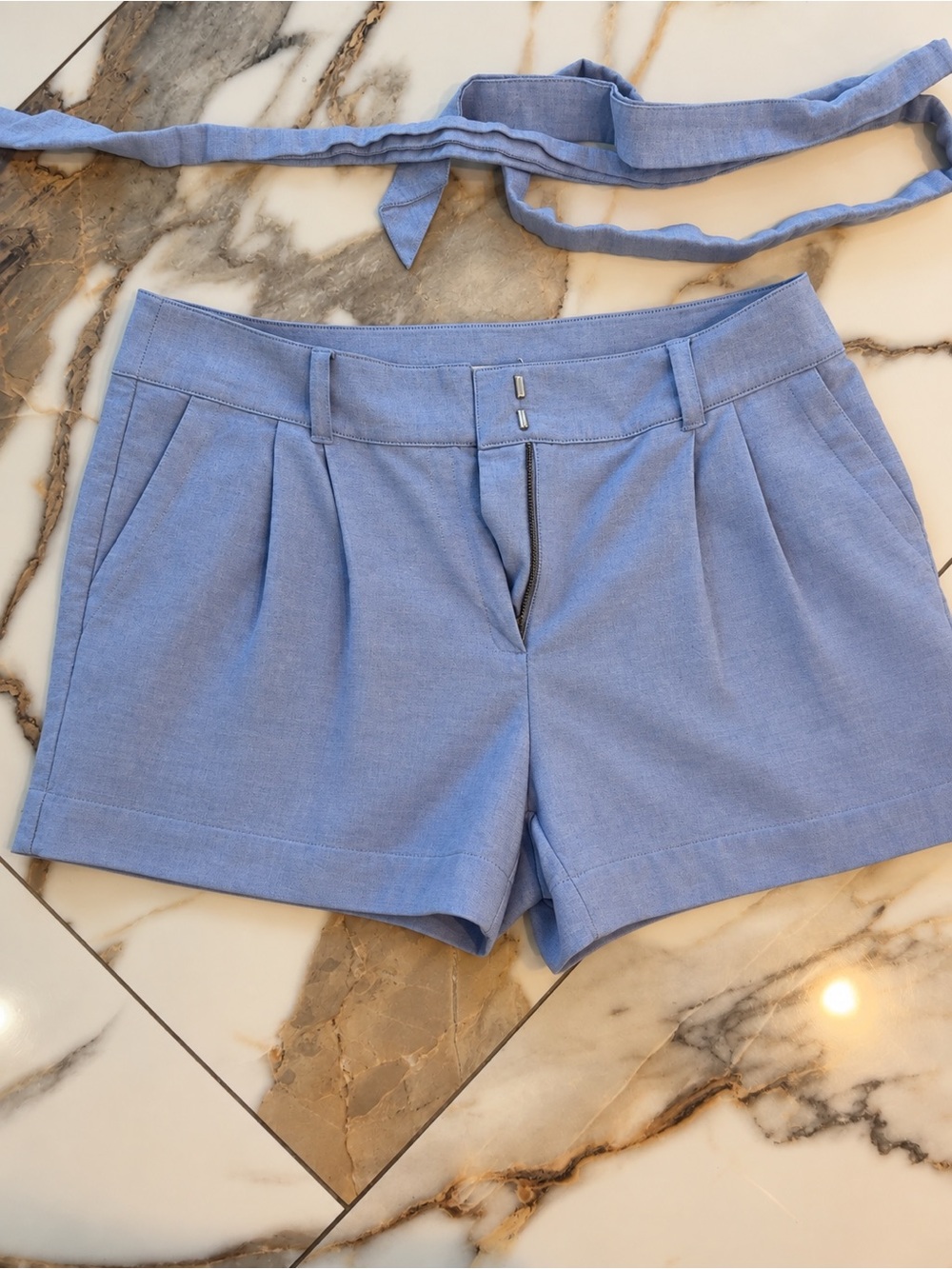 Vineyard Vines Light Blue High Waist Pleated Shorts